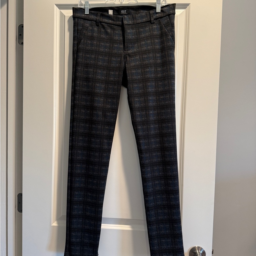 Kut from the Kloth Diana Skinny Women’s Plaid Pants - Black and Turquoise